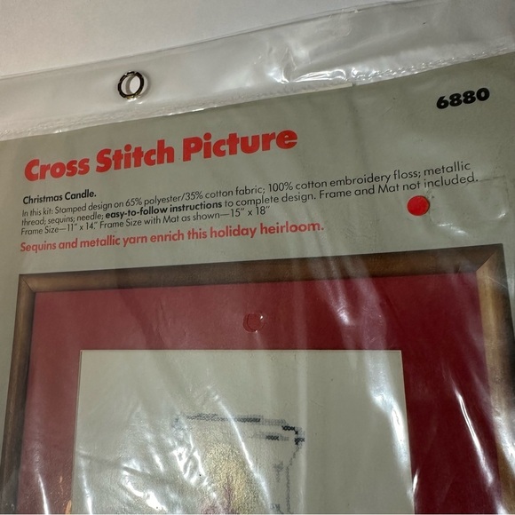 Vtg 80s Columbia Minerva Christmas Candle Cross Stitch Kit NIP - Picture 2 of 3